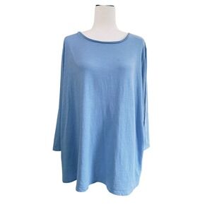 Eileen Fisher Organic Cotton Tunic Top Long Sleeve Casual Blue Women's Size‎ 3X